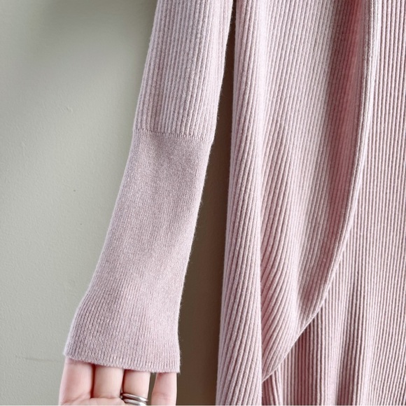Leith Ribbed Shawl Cocoon Open Front Cardigan Sweater in Dusty Rose Pink, XS - Picture 8 of 12